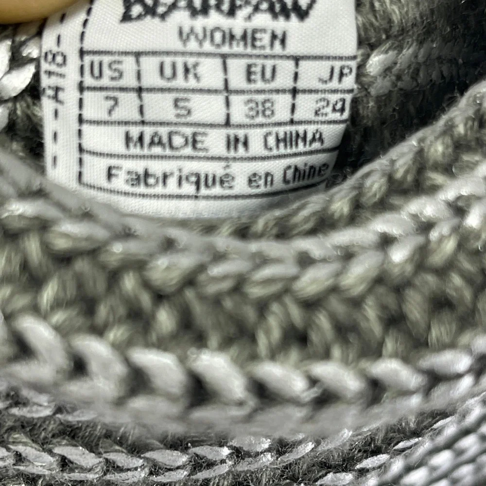 Bearpaw Boots Women 7 Gray Knit Tall Toggle Button Suede Trim Sparkle